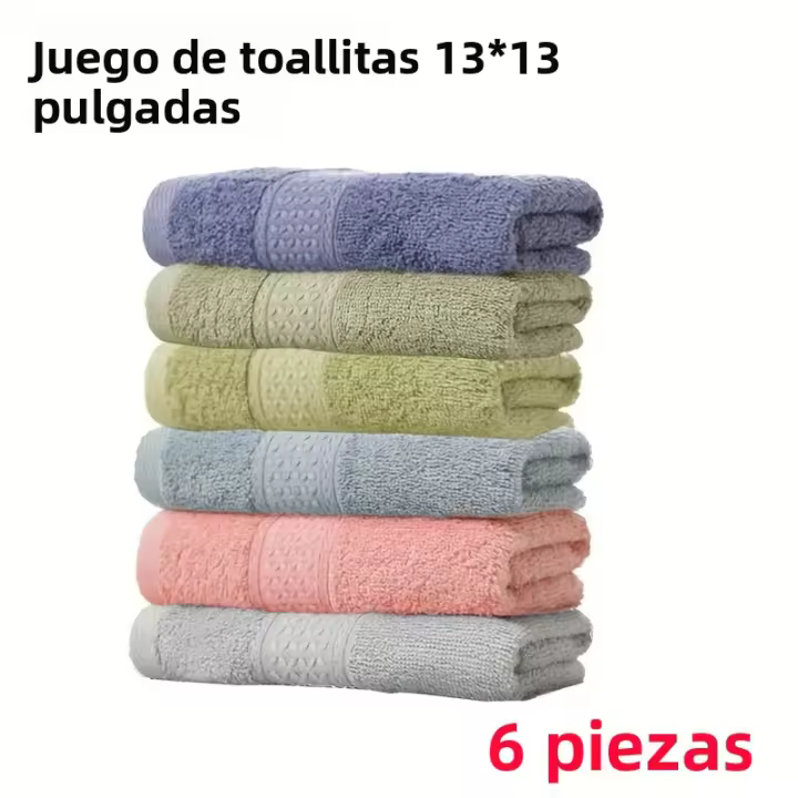 Juego De Toallas De Algodón Puro 6/12 Piezas Toalla Cuadrada Para Rostro Alta Absorción De Agua Toalla De Limpieza Pequeña Para Manos - 1