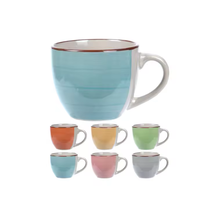 ESTUCHE 6 TAZAS CAFÉ LOZA COLORES 9 CL EXCELLENT - 1