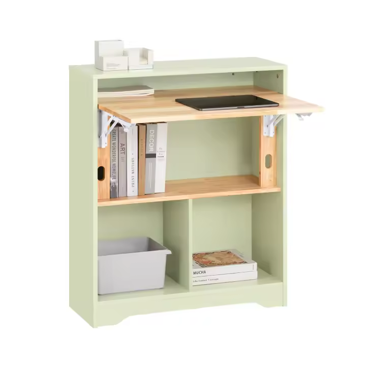 Mesa Escritorio Plegable Mesa Plegable para Computadora con 3 Estantes Verde 70x54x85cm FWT104-GR SoBuy ES - 1