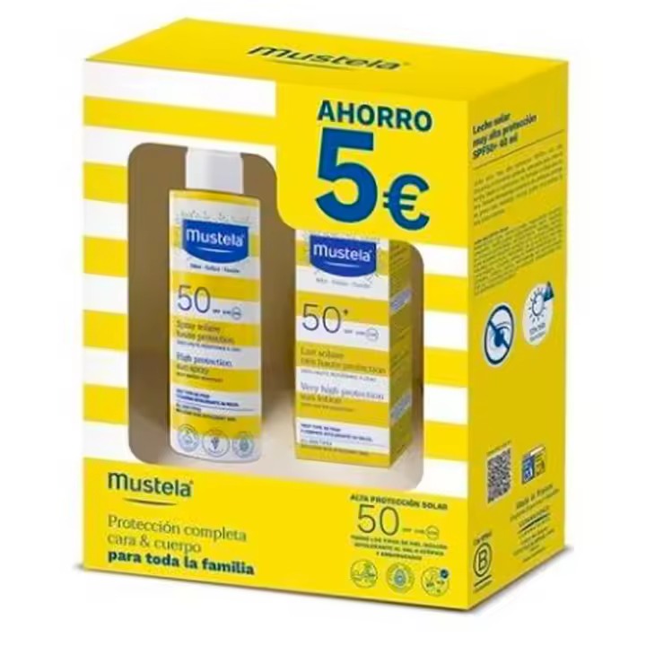Mustela Solar Spf50+ Spray 200Ml + Leche Facial 40Ml Pack - 1