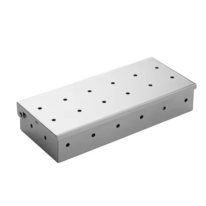 Caja ahumadora de acero inoxidable, caja ahumadora para barbacoa al aire libre, caja para carne ahumada de madera para frutas, caja para cigarrillos a juego para barbacoa, caja para carbón - 1