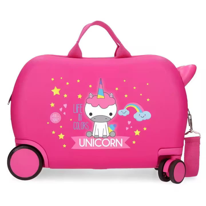 Roll Road Maleta Correpasillos ABS Rígida Little Me Unicorn Rosa - 1