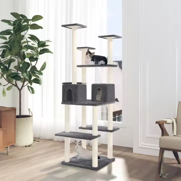 vidaXL RASCADOR PARA GATOS CON POSTES DE SISAL GRIS OSCURO 167 CM - 1