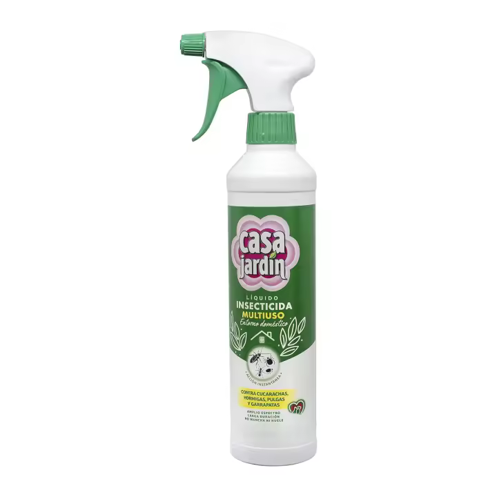 Casa Jardin Insecticida Liquido multiuso 500ml - Entorno Domestico - Contra cucarachas, hormigas, pulgas, garrapatas - Amplio espectro, larga duracion, no mancha ni huele - 1
