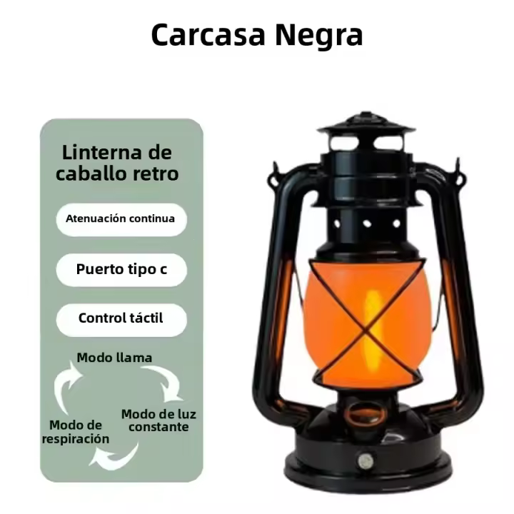 Lámpara De LED Retro Portátil Con 3 Modos De Iluminación Recargable Para Camping Decoración De Barra Y Restaurante Luz Colgante De Caballo - 1