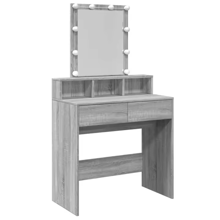 Tocador con luces LED color gris Sonoma 80x41x144,5 cm - 1