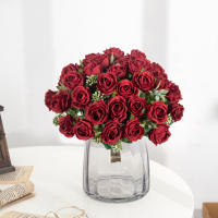 Ramo De Flores Artificiales Rosas Blancas De Seda Para Decoración De Fiesta Navidad Boda Jardín Exterior Sala De Estar Vaso Regalo Familiar - details 12
