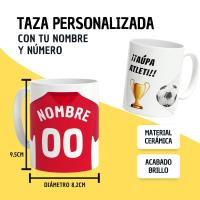 DEREGALOOS Taza de Fútbol Personalizada del Atletico de Madrid para forofos y aficionados - details 1