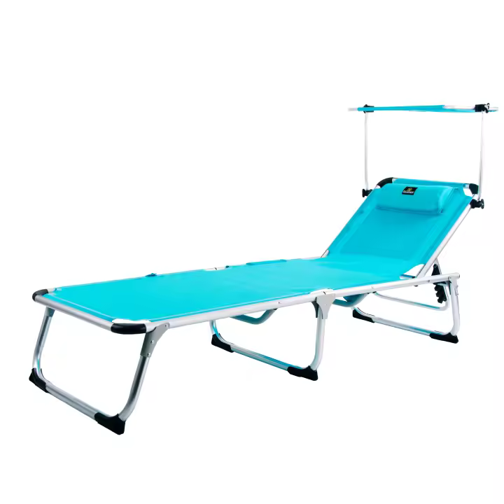 Tumbona ARENA 1004 (Turquesa) - Tumbona de Playa con TOLDO, Plegable y reclinable. 4 Posiciones - CREVICOSTA QUALITY MARK MARCAS DE CALIDAD - 1