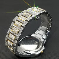 Reloj De Pulsera De Cuarzo Para Hombre MISSFOX Clásico Lujo Con Diamantes Full En Plata Acero Inoxidable Resistente Al Agua Y Shock - details 14