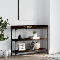 vidaXL Mesa consola con estantes roble ahumado 100x30x80 cm Mesa de sofá Mesa de Entrada para Salón Consola de Entrada Mueble Recibidor Mesita Mesa auxiliar Salon - details 1