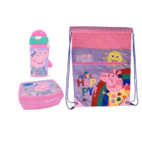 Saco Peppa Pig 30*40CM, con botella de plástico, rosa, automático, con cuerda + rosa, sandwichera, para llevar，para ninas, - details 0