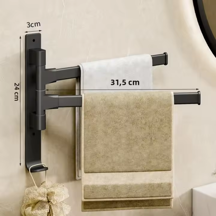 Soporte De Toalla Giratorio De 180° Aluminio Espacioso Organizador Multifuncional Para Baño Accesorios De Ducha Montaje Por Armar - 1