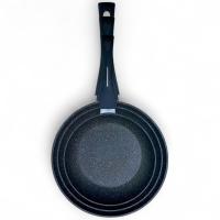 Juego de 3 Sartenes cocina PLATINUM con Revestimiento Antiadherente | Inducción en Toda La Superficie | Tamaños y Modelos a Elegir Ø18/20/22/24/26/28/30/32 cm | Mango Soft-Touch |Libre de PFOA | Superficie Granulada - Happy Friends - details 1