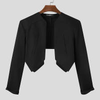 Incerrun Chaqueta De Hombre Color Sólido Con Costuras Abiertas Manga Larga Irregular Ropa Casual De Invierno Estilo Callejero Ajustada Tallas S-5XL - details 10