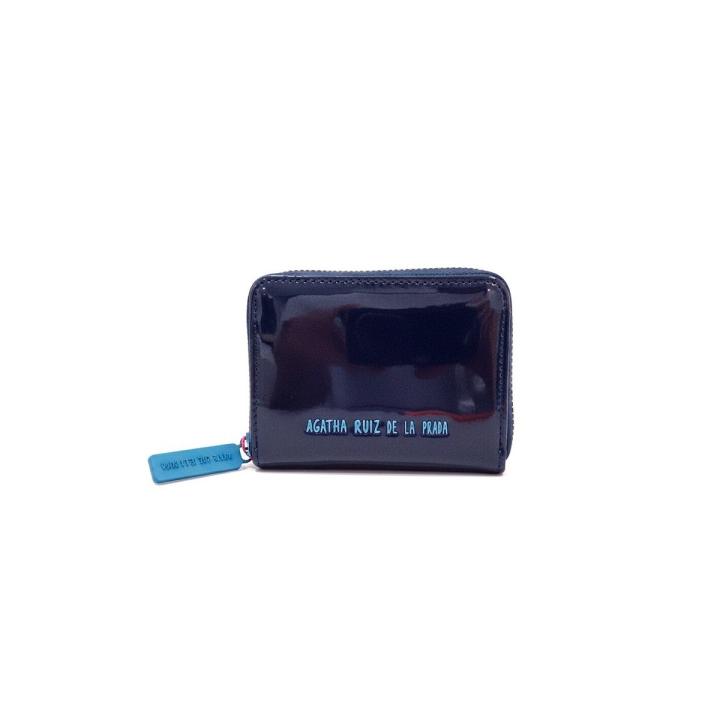 Agatha Ruiz de la Prada Monedero de charol en color azul con letras en contraste