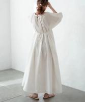 Vestido Largo Recto Casual Para Mujer REALEFT 2023 Con Mangas Lanternas Y Cierre De Encaje Suéter De Algodón Y Poliéster Otoño Primavera - details 2