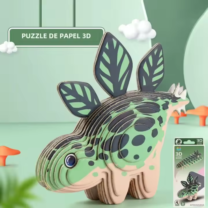 Puzzle 3D De Dinosaurio Para Niños Juguetes Educativos Montessori DIY Manual De Artesanía Modelo Tridimensional Para Niño Y Niña - 1