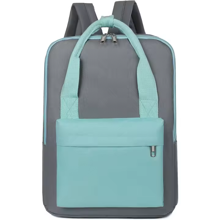 Mochila universitaria informal de moda, mochila de viaje de negocios, mochila para computadora portátil de 14 pulgadas, mochila para hombres y mujeres (gris y verde) - 1