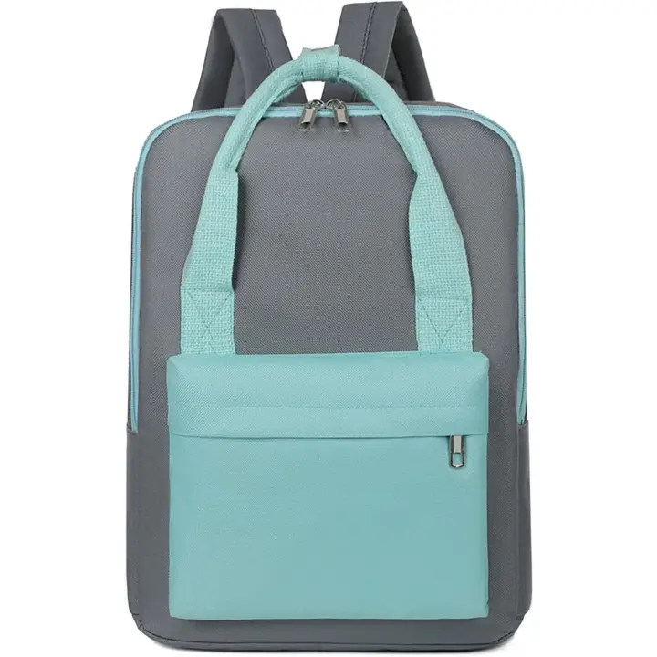 Mochila universitaria informal de moda, mochila de viaje de negocios, mochila para computadora portátil de 14 pulgadas, mochila para hombres y mujeres (gris y verde) - 1