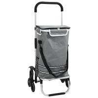 Carro de Compras vidaXL con Ruedas y Asa Ajustable Gris 40 L - details 1