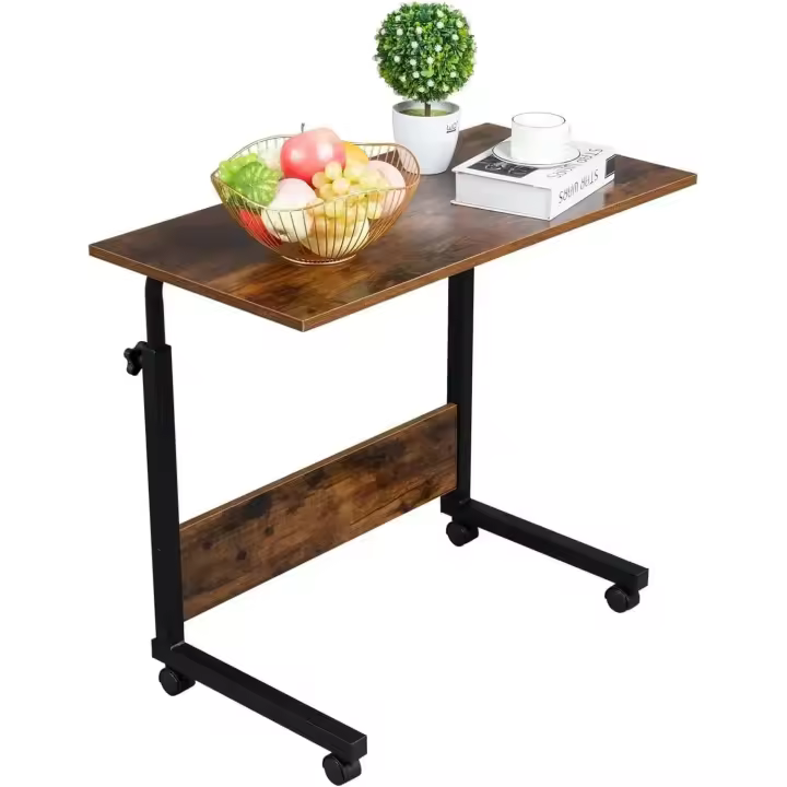 SMALLRUN  Mesa   Escritorio con Ruedas  y Panel de Madera de Partículas Mesa de Escritorio Altura Ajustable Mesa de Ordenador 60X40cm - 1