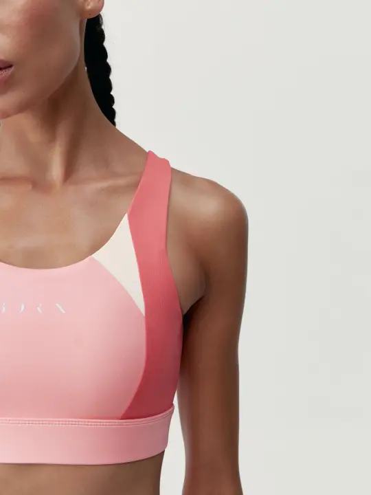 Born Living Yoga Top Darana Sunset Coral/Strawberry Ice/White Chalk - 1