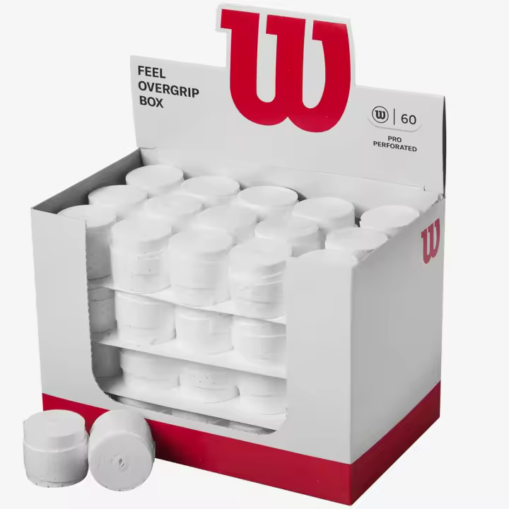 Wilson Overgrip Pro Perforated - Caja de 60 Unidades de Overgrips para Raquetas de Tenis o Pádel, Diseño Perforado para Mayor Agarre, Absorción y Resistencia, Ideal para Jugadores que Buscan Comodidad y Control en Cada Golpe - 1