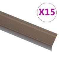 vidaXL Perfiles de peldaños forma de L 15 uds aluminio 90 cm en color champán/Marrón/Plateado - details 1