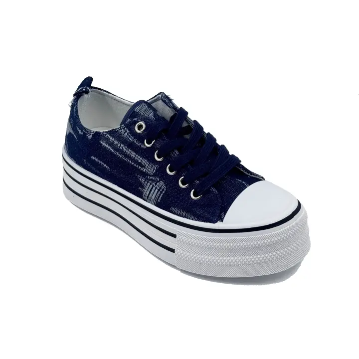 JZ Hermanos Zapatillas casuales de lona con plataforma para mujer - 1