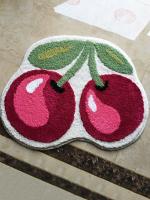 Alfombra de fieltro suave y cómoda con diseño de cerezas - 50x62cm (19,7x24,4 pulgadas) - Lavable a máquina, antideslizante, impermeable y duradera - Perfecta para el hogar, la cocina, el baño o la entrada - details 3