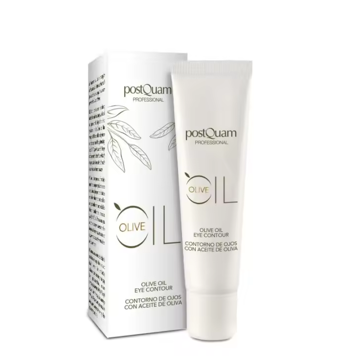 PostQuam - Contorno de Ojos Olive - Crema para Contorno de Ojos con Aceite de Oliva, Escualeno, Elastina, Tetrapéptidos y Ácido Hialurónico - Contorno Ojos Reafirmante que Disminuye el Tamaño de las Bolsas Alrededor de los Ojos - 15 ml - 1