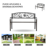 Outsunny Banco de Jardín de Acero Banco de Exterior con Apoyabrazos y Respaldo con Imagen de Animales Carga 240 kg para Patio Terraza 127x60x85 cm Marrón - details 5