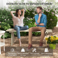 Outsunny Banco de Madera Banco de Jardín de 2 Plazas Carga 220 kg Banco de Exterior para Patio Terraza Piscina 130x38x45 cm Natural - details 5