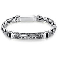 Pulsera De Moda Para Hombres En Color Plata Con Patrón De Paz Y Cierre De Llave Estilo Retro Hipster Accesorio De Regalo - details 4