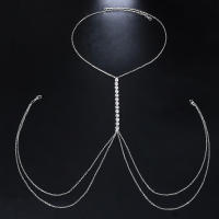 Collar De Cintura Multicapa Kpop Con Diamantes Acero Inoxidable Para Mujer Joyería Sexy De Cadena Corporal Estilo Trendy - details 1