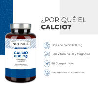 Calcio con Magnesio Vitamina D3-800mg de Carbonato de Calcio - Huesos, Dientes y Músculos - 90 Comprimidos Veganos Nutralie - details 1