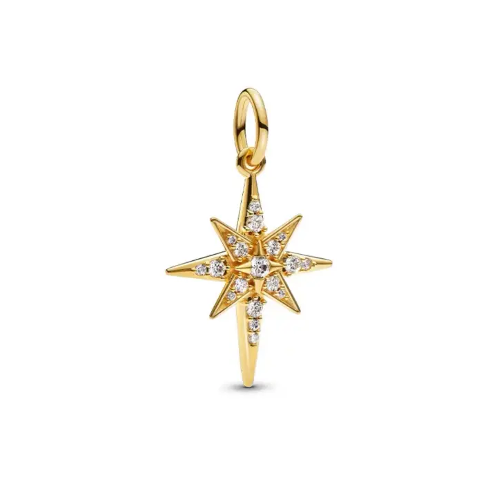 Pandora Charm de estrella brillante de los deseos, diseño dorado de tres capas - 1