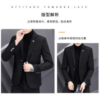Chaqueta De Moda Para Hombres Estilo Coreano Ajustada Y Elegante Para Otoño Invierno Cierre Simple Traje Casual Grueso - details 18