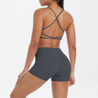 Conjunto De Yoga Para Mujer Con Top Deportivo Y Shorts Cortos Conjunto De Entrenamiento Con Bolsillos Transpirable Y Eco-amigable - details 15
