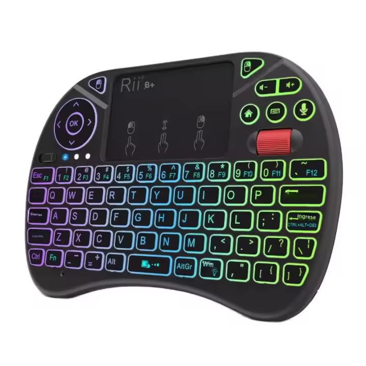 Teclado Mini Rii X8+ Con Touchpad Para Android TV Box Smart TV/PC/Ipad Búsqueda De Voz Retroiluminación LED Wireless RU/US - 1