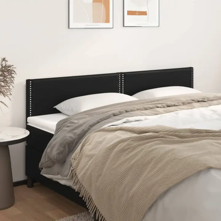 vidaXL Cabeceros 2 unidades de cuero sintético negro 80x5x78/88 cm - 1