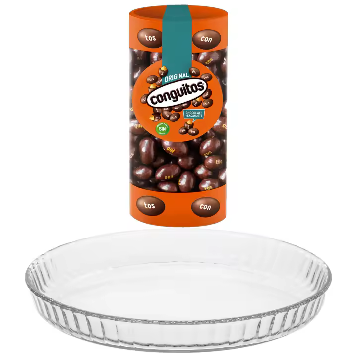 Pack repostería:Conguitos Bote 190 G+Plato De Tarta De Vidrio 27 cm - 1
