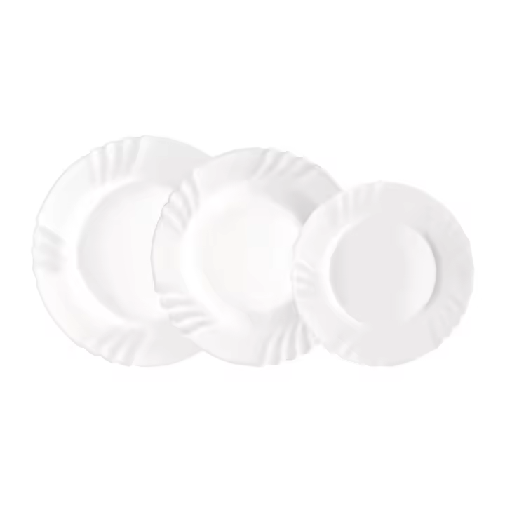 Vajilla de Vidrio Opal Bormioli Rocco - 18 Piezas - 6 Personas - Blanco Brillo - 1