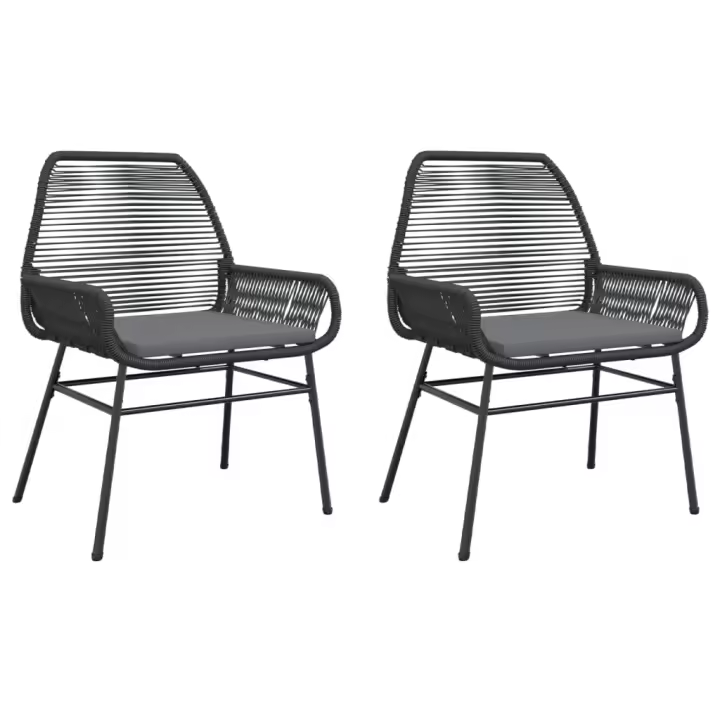 vidaXL Sillones de jardín con cojines 2 uds ratán sintético negro - 1