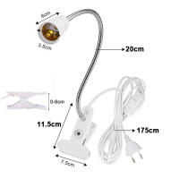 Soporte De Luz De Escritorio Flexible De 360 Grados Con Base E27 Y Interruptor on off Clip-On De Cables Para Plantas Y Hogar - details 1