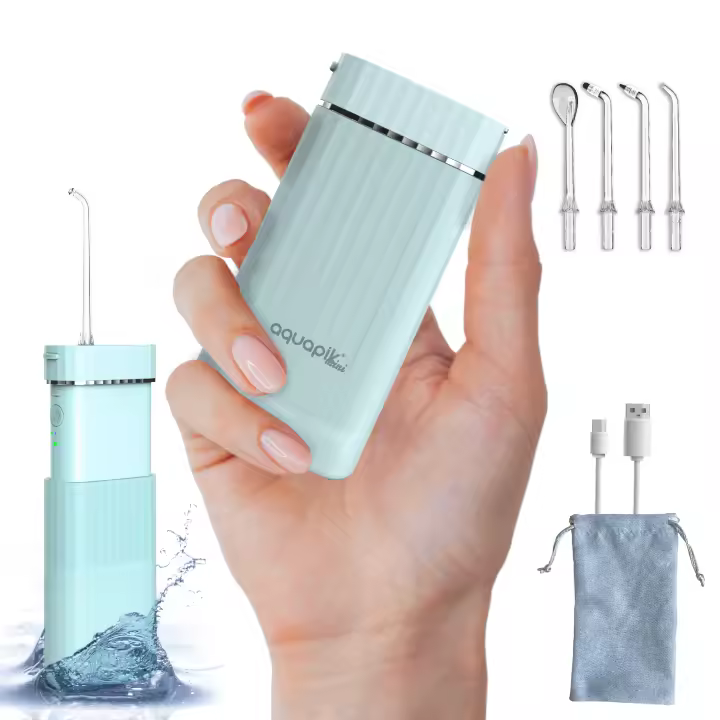 Boston Tech Irrigador Bucal Portátil Aquapik Mini | Recargable USB | 4 Boquillas | 3 Potencias | Rosa - 1