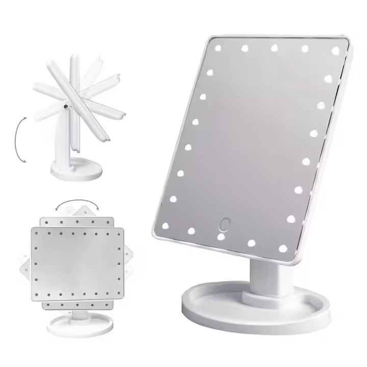 Espejo De Maquillaje LED Con Luz Polido Y Batería Integrada Sensibilidad Baja Pantalla Táctil Rotación De 180° - 1