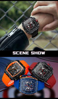 Reloj De Cuarzo MINI FOCUS Para Hombres Con Dial Tonneau Deportivo Y Correa De Silicona Naranja Cronógrafo Resistente Al Agua Con Manos Luminosas Fecha Automática - details 17