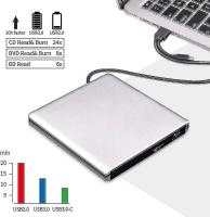 Impulsión externa 3D, Usb 0 of the DVD de Blu Ray Y Typo-C Lector de DVD CD Blu-ray portátil óptico Delgado D de Bluray (Plata, exterior) - details 2